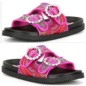 GB Gianni Bini Mys-Tic Paisley Jacquard Double Strap Sandals Size 6.5